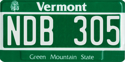 VT license plate NDB305