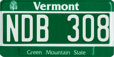 VT license plate NDB308