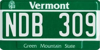 VT license plate NDB309