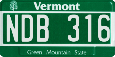 VT license plate NDB316