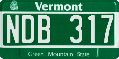 VT license plate NDB317