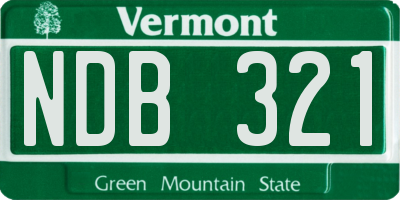 VT license plate NDB321