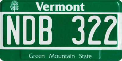 VT license plate NDB322