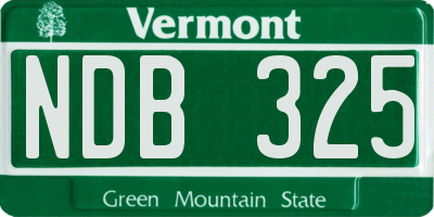 VT license plate NDB325