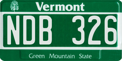 VT license plate NDB326