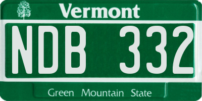 VT license plate NDB332