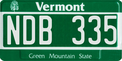 VT license plate NDB335