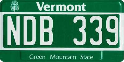 VT license plate NDB339