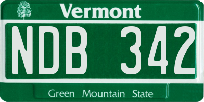 VT license plate NDB342