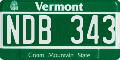VT license plate NDB343