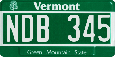 VT license plate NDB345