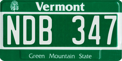 VT license plate NDB347