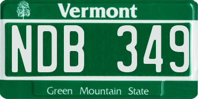 VT license plate NDB349