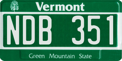 VT license plate NDB351