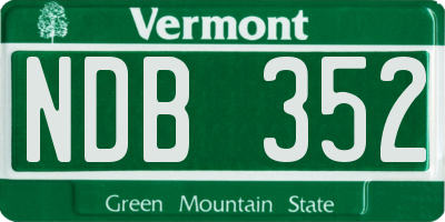 VT license plate NDB352