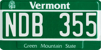 VT license plate NDB355