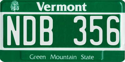 VT license plate NDB356