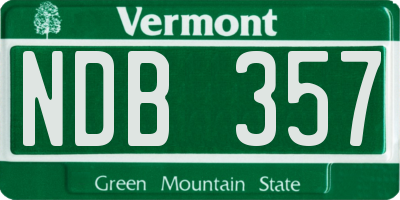 VT license plate NDB357