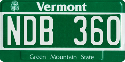 VT license plate NDB360
