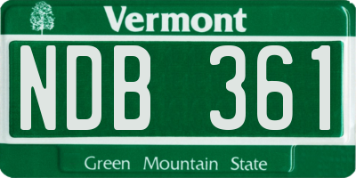 VT license plate NDB361