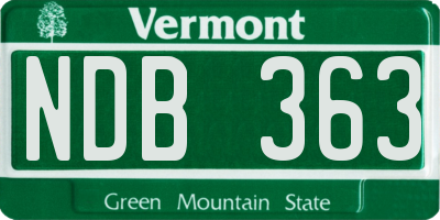 VT license plate NDB363
