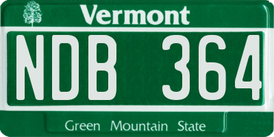 VT license plate NDB364