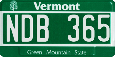 VT license plate NDB365