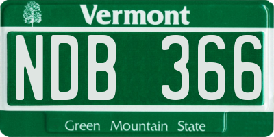 VT license plate NDB366