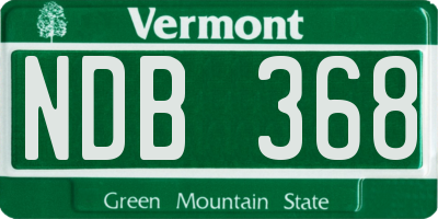 VT license plate NDB368