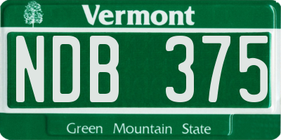 VT license plate NDB375