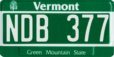 VT license plate NDB377