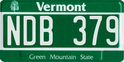 VT license plate NDB379