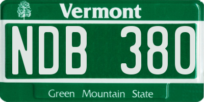 VT license plate NDB380