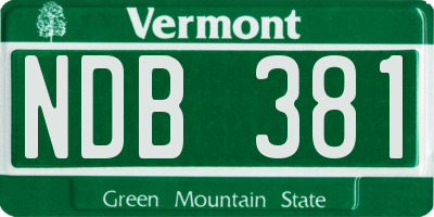 VT license plate NDB381