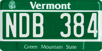 VT license plate NDB384