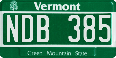 VT license plate NDB385