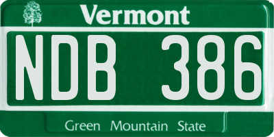 VT license plate NDB386
