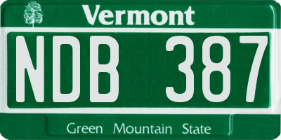 VT license plate NDB387