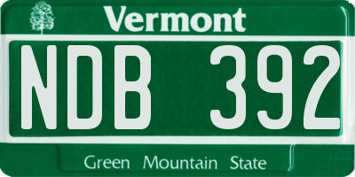 VT license plate NDB392