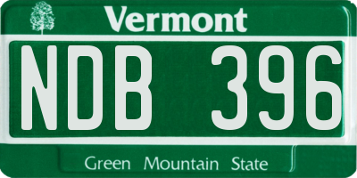 VT license plate NDB396