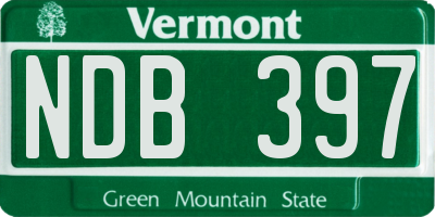 VT license plate NDB397