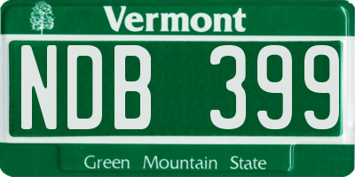 VT license plate NDB399