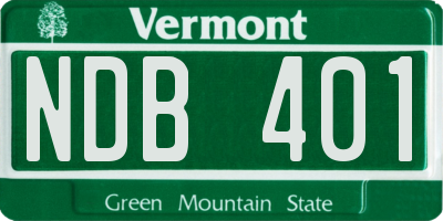 VT license plate NDB401