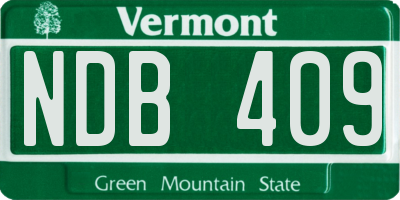VT license plate NDB409