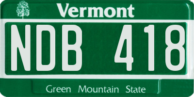 VT license plate NDB418
