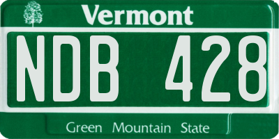 VT license plate NDB428