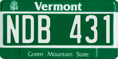 VT license plate NDB431