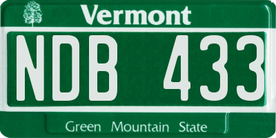VT license plate NDB433