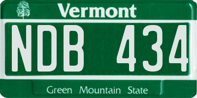 VT license plate NDB434