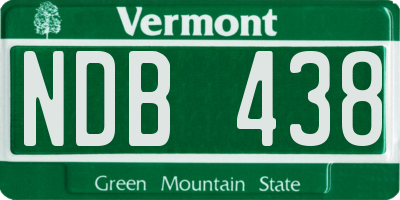 VT license plate NDB438